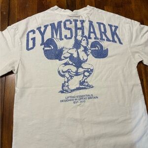 Gym Shark Men’s White Short-Sleeve Tee with Blue Gym Graphic